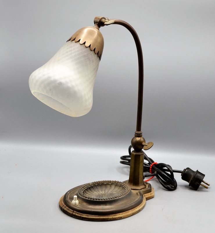 0986-Schreibtischlampe Schwanenhals Lampe Art Deco ca. 37 cm - Auktionshaus  Wimberger