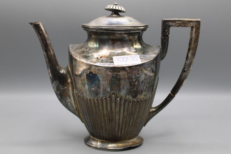 0237-Gebrüder Kühn Teekanne 925 Silber Schwäbisch Gmünd um 1900