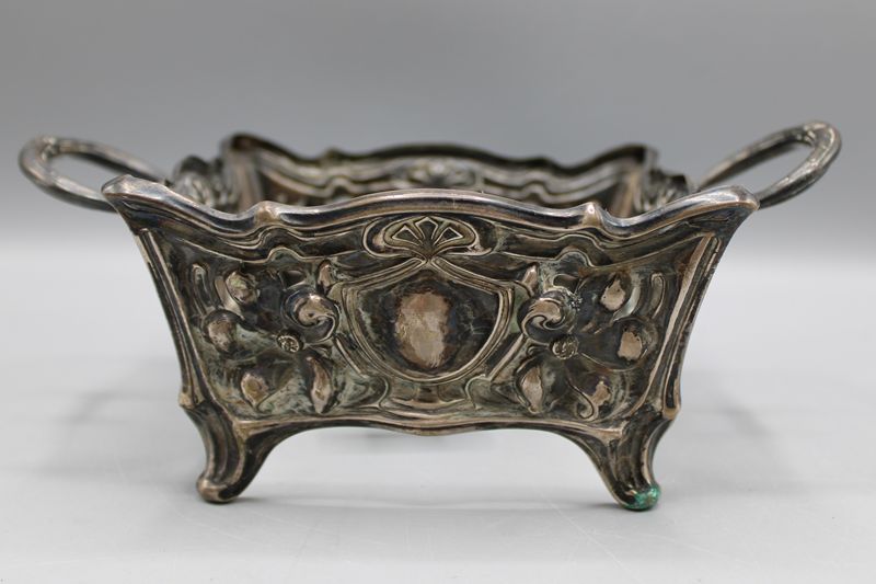 0240-Jugendstil Schale Jardiniere mit Bodenglas Österreich-Ungarn Anfang 19 Jh.