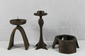 0262-Bronze Kerzenständer Brutalismus Konvolut 3 St.