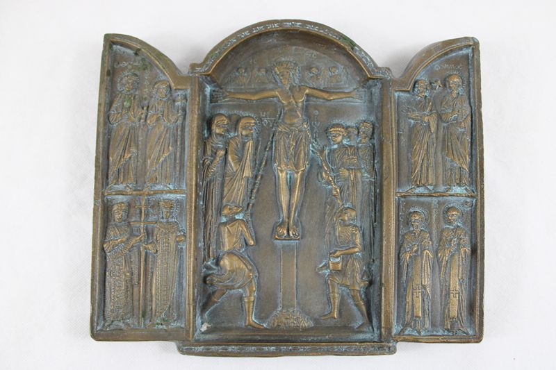 0273-Griechisches Bronze Triptychon 20 Jh.