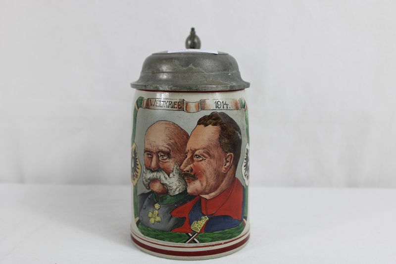 0309-Patriotischer Bierkrug 1/2 L Weltkrieg 1914