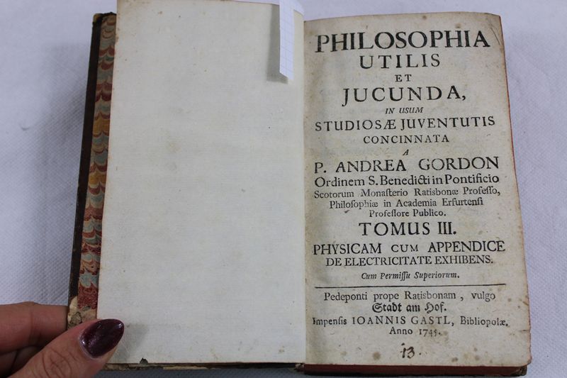 0330-Buch "Philosophia Utilis Et Jucunda.." "Tomus III. Physicam Cum Appendice .." Stadt am Hof 1745