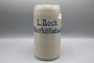 0376-Bierkrug 1 L "L. Beck Oberköllnbach"  1. H. 20 Jh.
