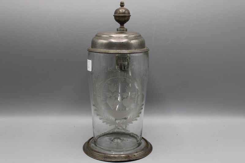 0384-Glas Walzenkrug "aus Liebe" 1821