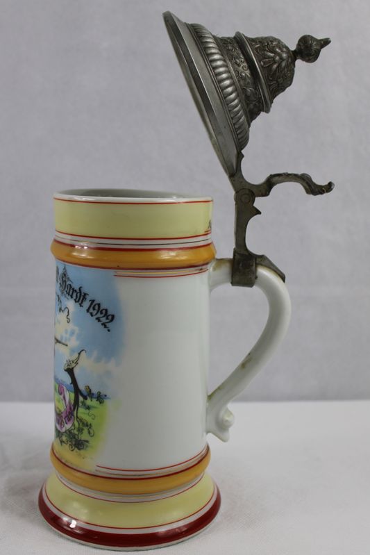 0393-Porzellan Bierkrug 1/2 L Schützengesellschaft Hardt 1922 (selten) – Bild 2