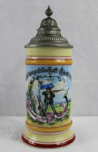 0393-Porzellan Bierkrug 1/2 L Schützengesellschaft Hardt 1922 (selten)