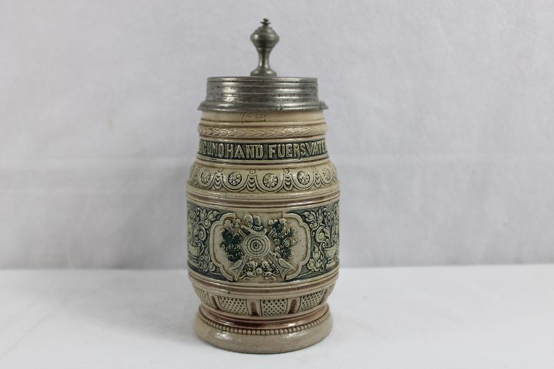 0394-Reinhold Merkelbach Steinzeug Schützenkrug 1/2 L um 1900