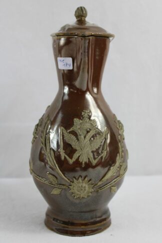 0405-Bunzlauer Kännchen mit Deckel aufgelegter Doppeladler 19 Jh.