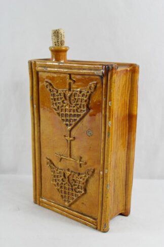 0409-Flasche in Buchform alte Hafnerware 19 Jh. (selten)