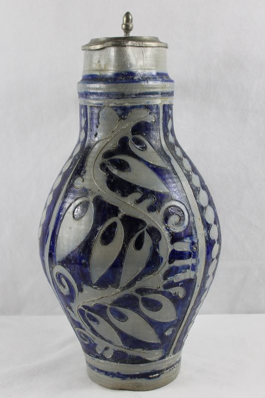 0424-Mostkrug geritzter Steinzeugkrug mit Salzglasur 19 Jh.