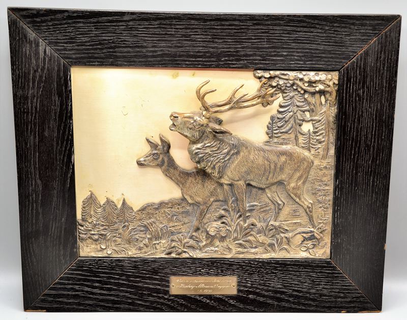 Rahmenlos Targa Decorativa Per Cacciatori 'Wenn Der Hirsch Ruft' – Regalo In Alluminio 17x22 Cm, Made In Germany